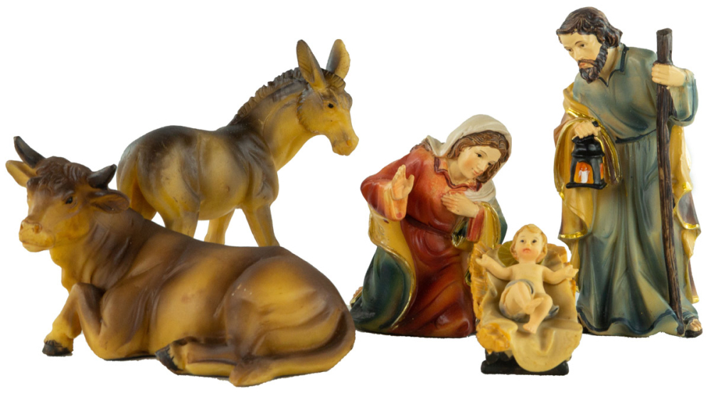 Stimmungsvolle Weihnachtskrippe Gotthard dunkel inkl. 24-tlg. Figurensatz K 002, Maße Krippe: ca. 90 x 40 x 40 cm